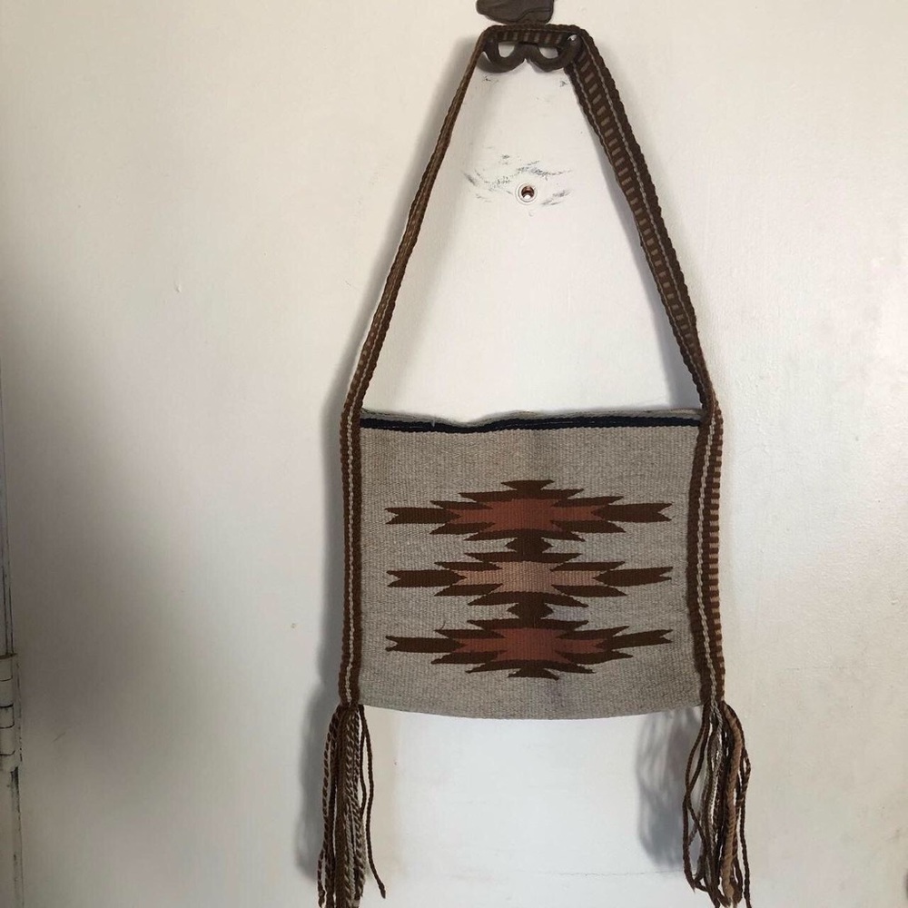 Vintage Western Tapestry Fringe Shoulder Purse Bag